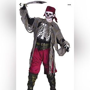 Vintage Skeleton Pirate Costume for Teen Boy size 12-14